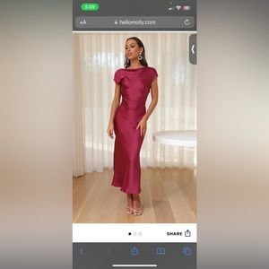 Hello Molly FAITHFUL NIGHTS SATIN MIDI DRESS FUCHSIA